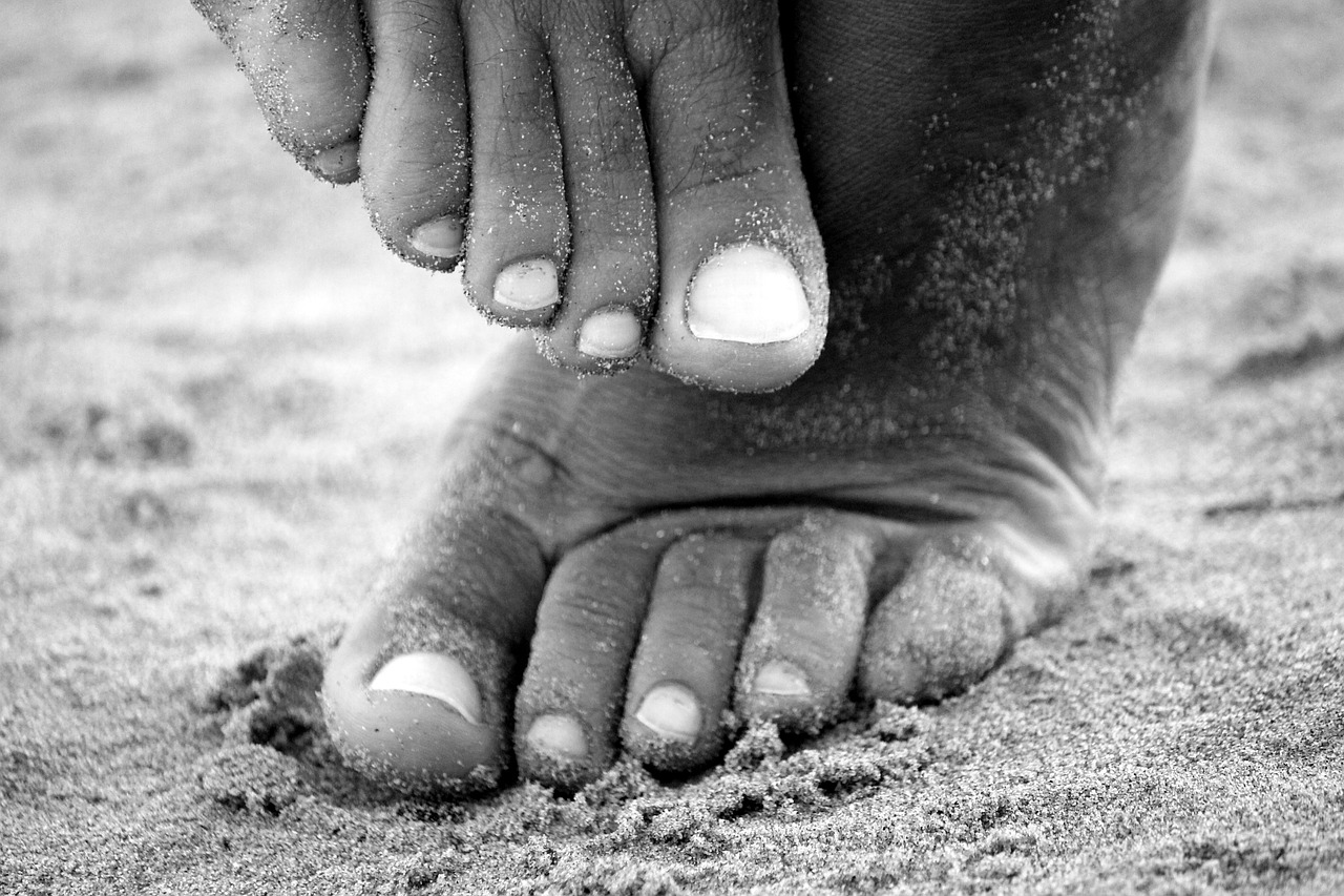feet, sand, sea